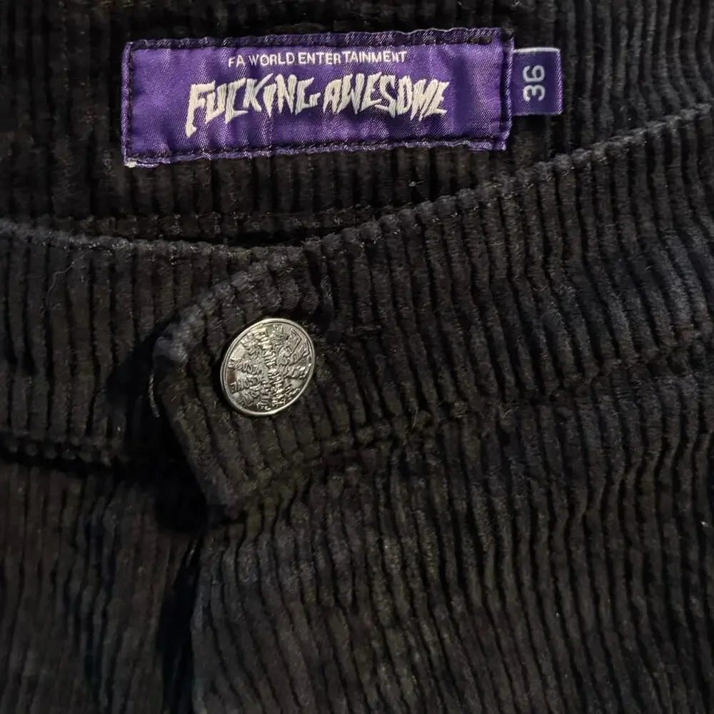 Fucking Awesome FA Men’s Size 36 Corduroy Shorts Black Triple Spiral
